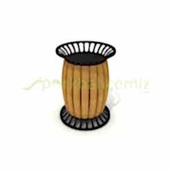 Bombeli Ahşap Çöp Kovası